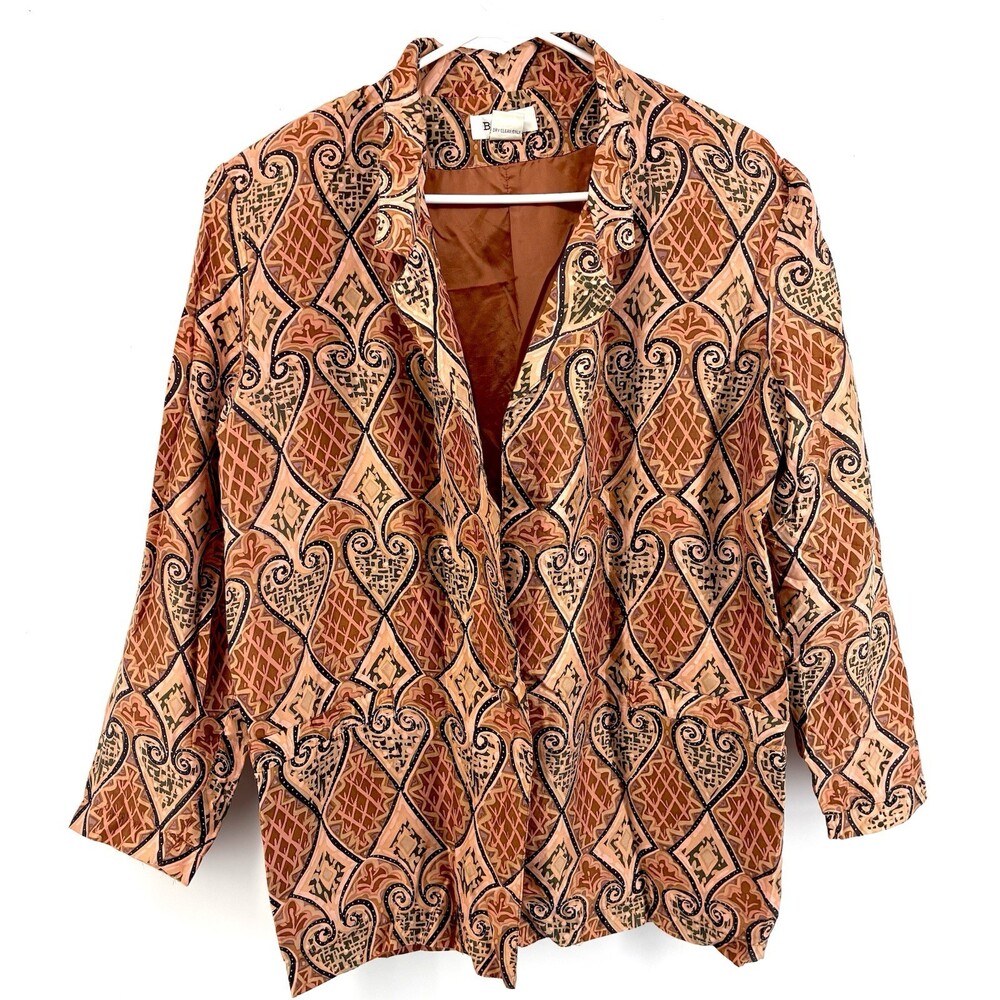 Vintage Bogari 100% Silk Paisley Print Blazer Jacket Womens Small 90s(B)